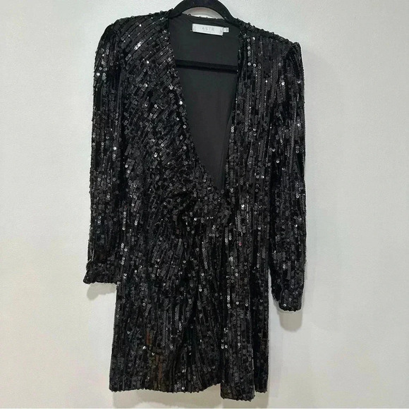 ASTR the label Women's Paris Velvet Sequin Wrap Mini Dress Small - Picture 3 of 11